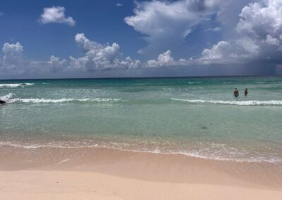 People in the sea at White Sands - the closest beach to the apartments.