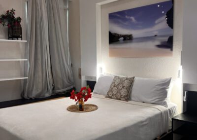 Floating king bed with complimentary rum punch.