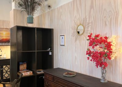Cabinets with games on shelves.